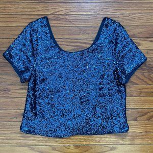 Forever 21+ Navy Sequin Top